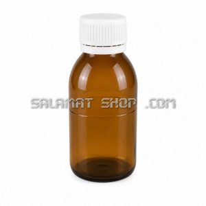 شیشه شربت تیره 100 سی سی با درب پرسی